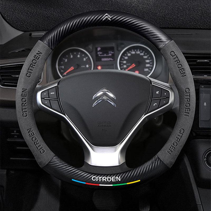 Modne zamszowe pokrowce na kierownicę samochodową Do Citroen C4 C5 C3 C1 C2 C6 C3-XR Picasso Berlingo Sega C3L C-Crosser CElysee Aircross