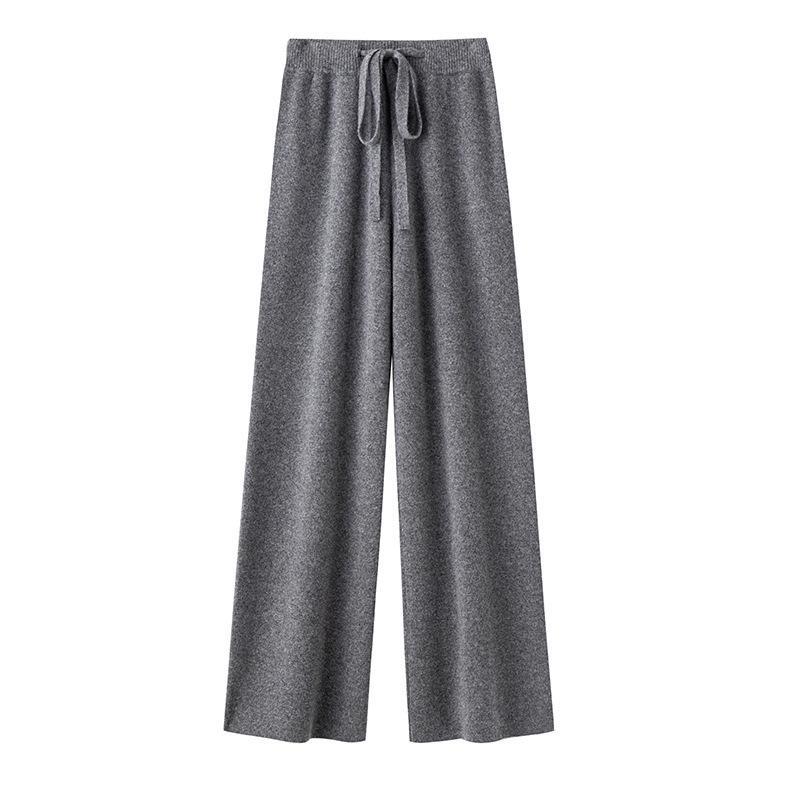 

Women s 100% Australian Wool Wide-Leg Pants - Extra Long Cashmere Knit for Autumn/Winter M