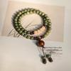 Green Sandalwood Buddhist Beads Bracelet - Single or Multi-Loop Options, Wenwan Wooden Crafts.
