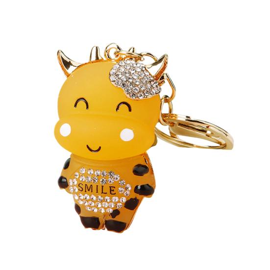 

Keychain Sparkling Rhinestones Inlaid Cow Design Key Chain Decorative Good Wallets Cars Accessory Luck Keyring Bags жёлтый