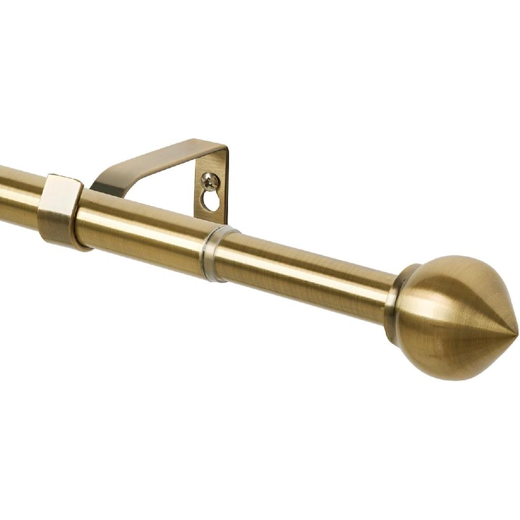 3/4" Standard Decorative Adjustable Curtain Rod,Heavy Duty Curtain Rods Set for Windows,30 To 52 Inch, Antique Brass