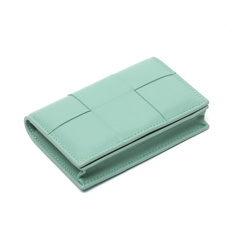 Kleine Geldbörse aus Schaffell, kurze dreifach gefaltete Geldbörse aus Leder, handgewebt, faltbare Wechseltasche