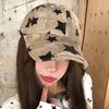 American Retro Vintage Distressed Hole Star Print Baseball Cap Women Wide Brim Trendy Cool Hat With A Small Face Duckbill