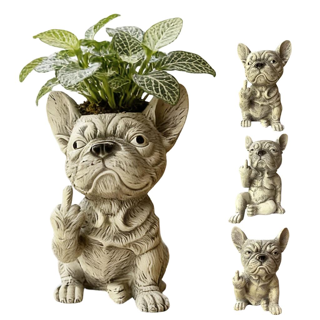 Funny French Planter Pot, Creative Dog Flower Pot, Garden Decor Statue, Unique Outdoor Plant Container