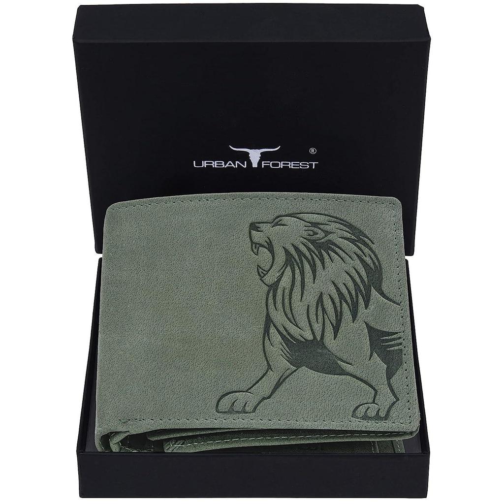 URBAN FOREST Leo RFID Blocking Vintage Blue Leather Wallet for Men