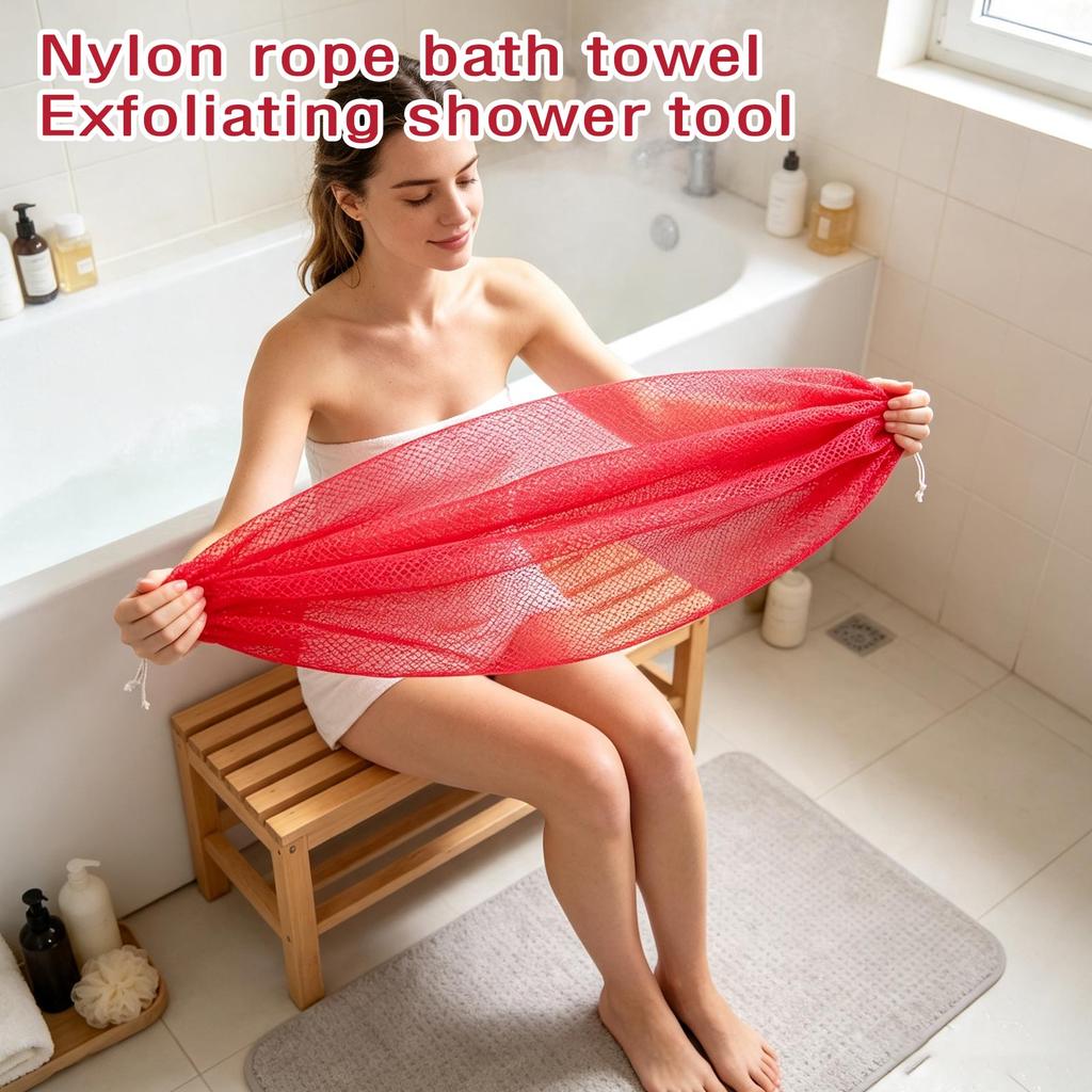Stretchy Nylon Exfoliating Body Scrub Towel for Shower And, with Zipper Pouch