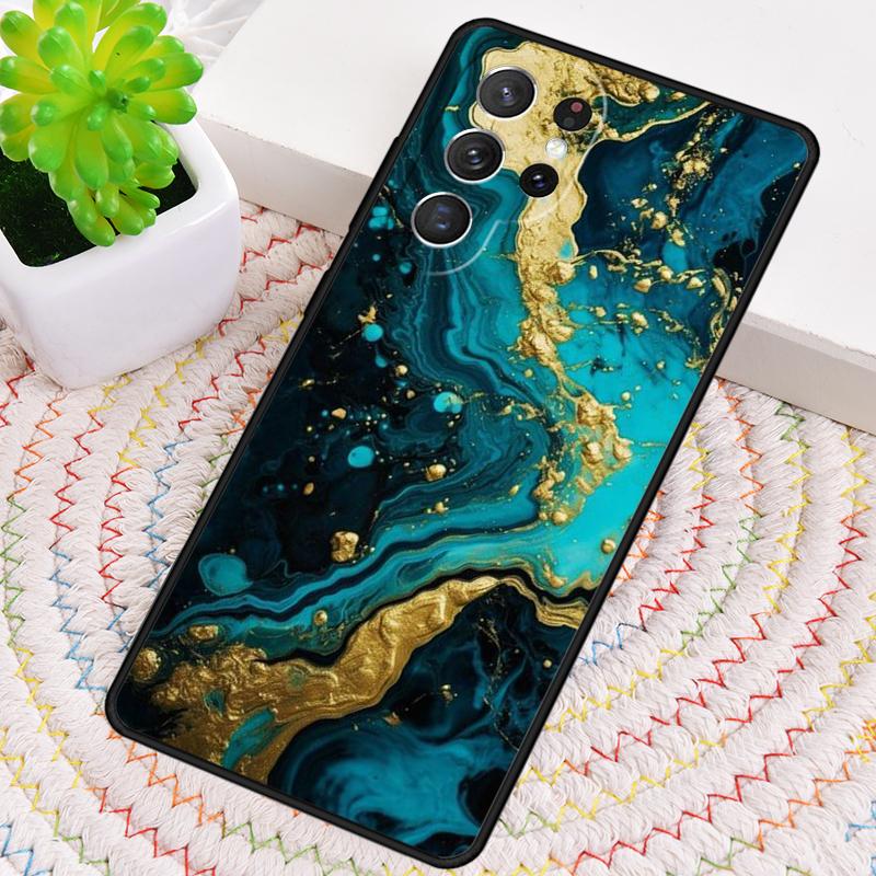 Gold Indigo Faux-Malachit Silikon Handyhülle Für Samsung Galaxy note 10 pro S26 S25 S24 S23 S22 S21 Plus S25Ultra Capa Cover