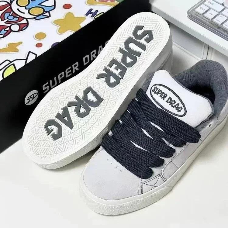 2024 Fashion Lace-up Chunky Sneakers Spring Skateboard Shoes for Women Casual Tenis Woman Street Platform Vulcanized Shoes