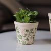Retro Blue & White Distressed Ceramic Succulent Pot – Simple Decorative Vase for Green Plants & Flowers