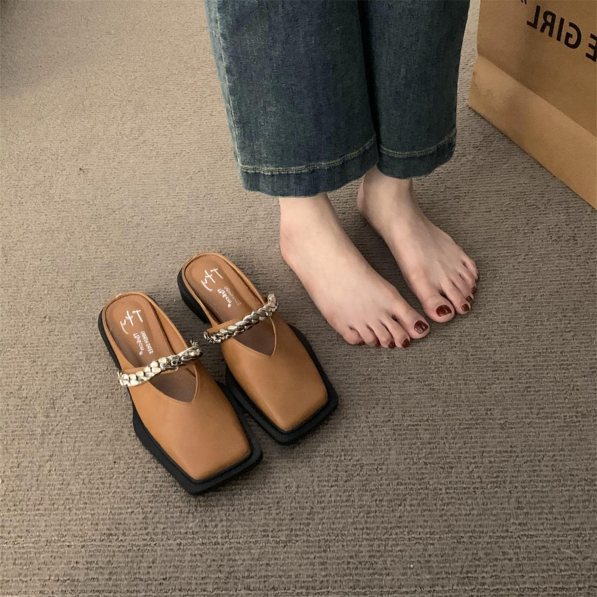 

Fashion Bailamos 2024 Summer Design Women Slipper Fashion Slip On Women s Shoes Flats Heel Casual Outdoor Ladies Cover Toe Sandal Shoes 39 жёлтый