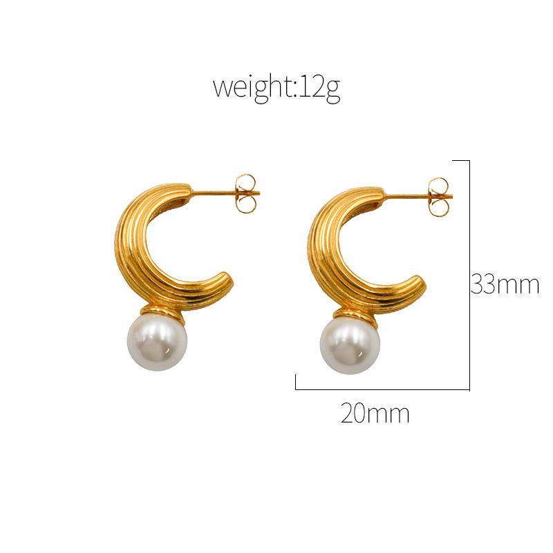 Simple And Versatile Earrings C-Shaped Irregular Pearl Ear Buckles Do Not Fade Popular Jewelry Earrings