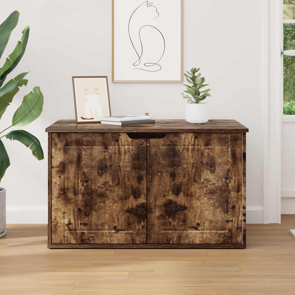 vidaXL Cat House, Smoked Oak, 85 X 55 X 50.5 Cm, Engineered Wood