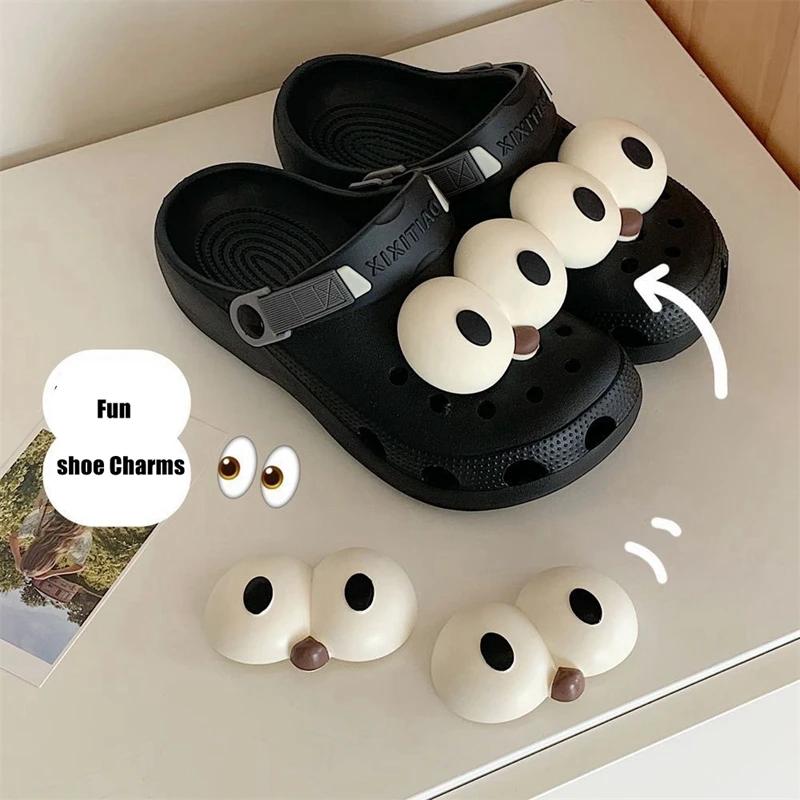 2 Pcs DIY Shoe Buckles Slipper Accessories Cute Big Eyed Hole Shoe Charms Cartoon Funny Fun Shoes Decoration Fashion Accessories