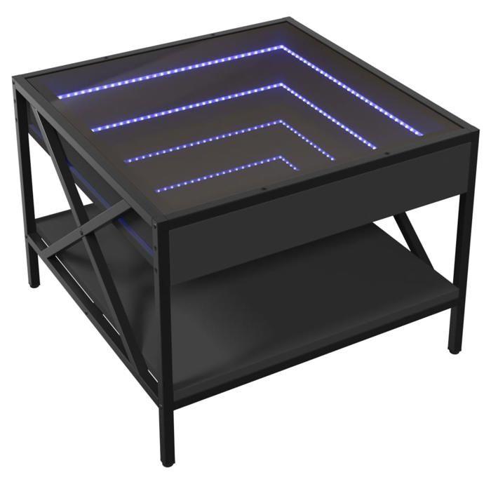VidaXL Coffee Table with Infinity LED Black 50x50x38 Cm, Side Table, Living Room Table, Side Table, End Table, Table 847697
