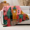 1pc London City Skyline Plush Fleece Blanket - Thick All-Season British Icon Print with Big Ben & Tower Bridge, Soft Bedspread