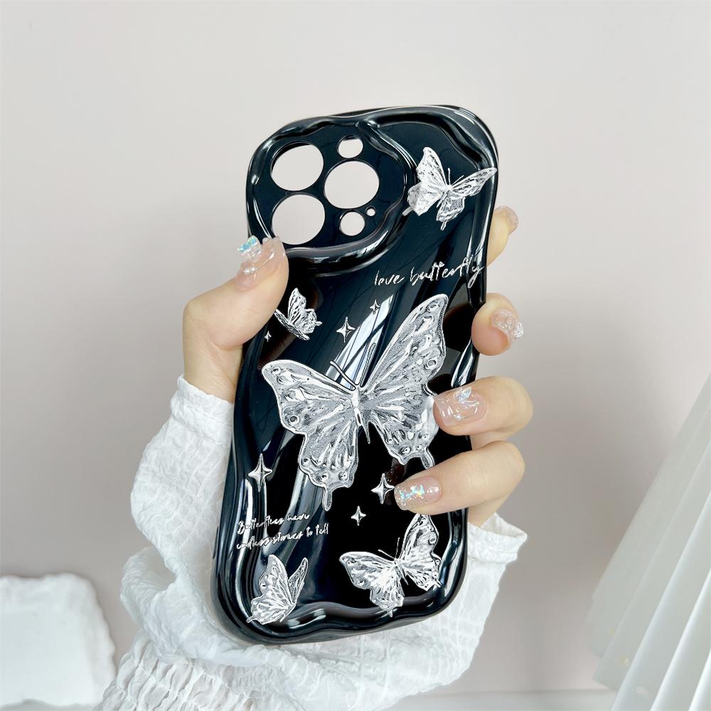 Cartoon Pattern Cream Texture Casing Wavy Edge Soft Silicone Cover Phone Case for IPhone Samsung Huawei Honor Xiaomi Redmi Infinix Tecno