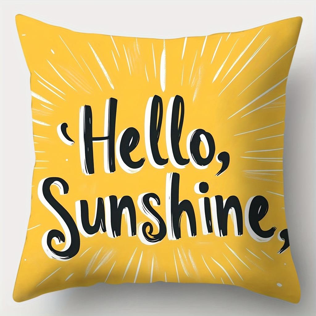 4pcs Set, Sofa Cushion Cover, Sunshine Daisy Cushion Cover, 17.7 Inches * 17.7 Inches, One-Sided Print, Home Decoration, Sofa Lu