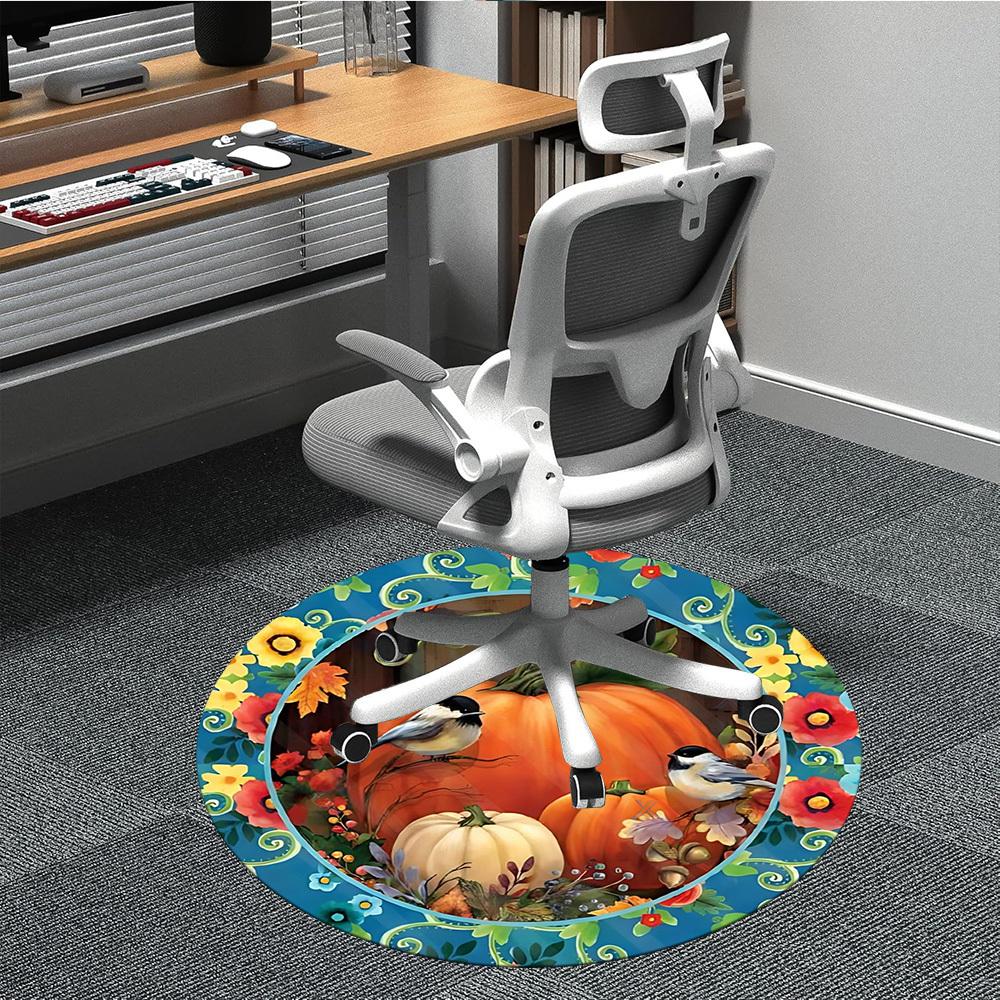 

1pc Autumn Pumpkins Chair Carpet for Office Non-Slip, Machine Washable Rug for Office, Room - Holiday Decor, Machine Made yy251016157 80cm by 80cm