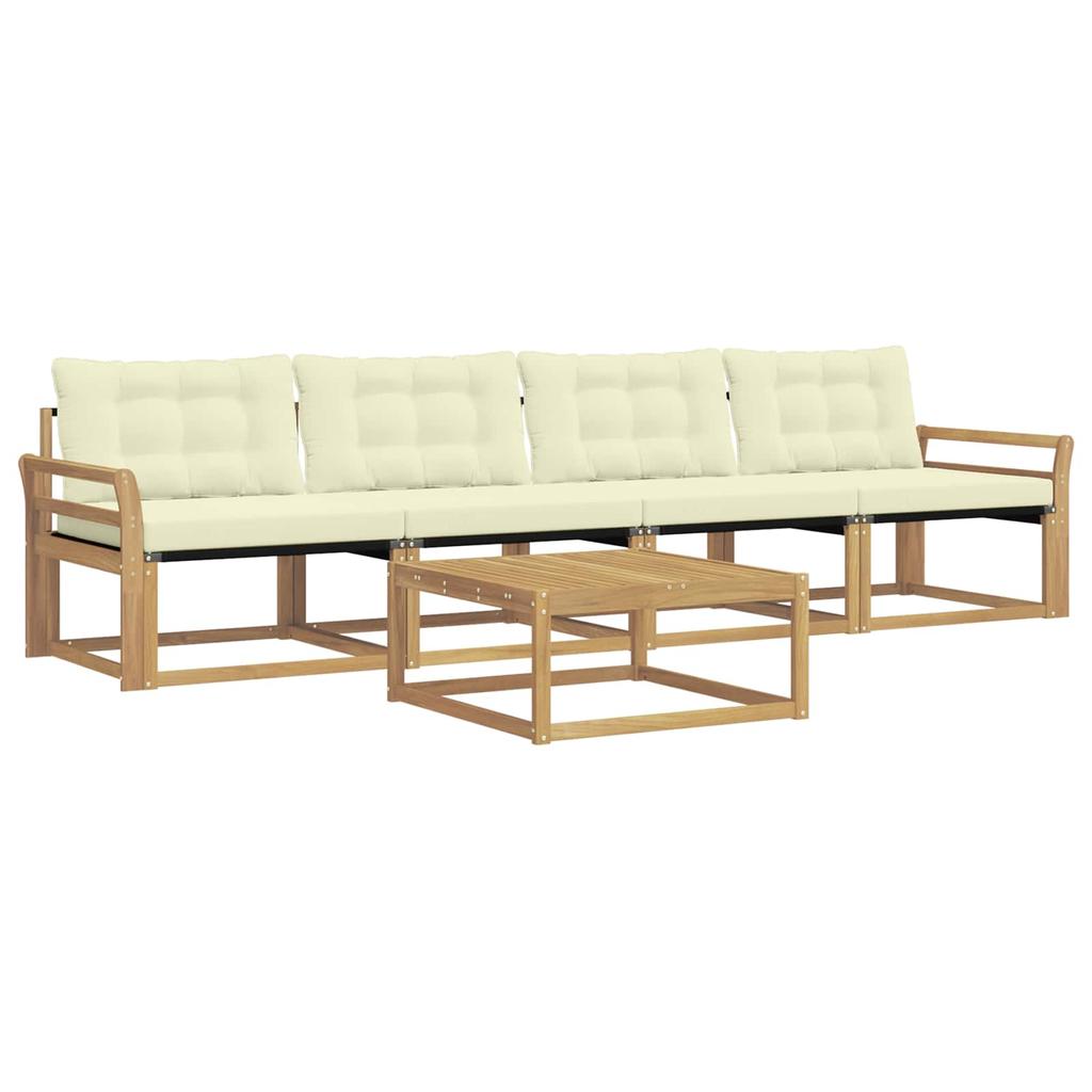 Outdoor Sofa Set 5 pcs White and Cream