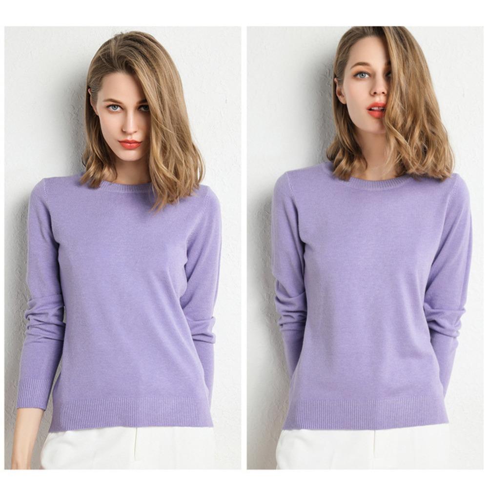 Herbst Winter Neues Rundhals Langarm Damen Stricktop Übergröße Pullover Pullover Unter- und Oberbekleidung Basisschicht