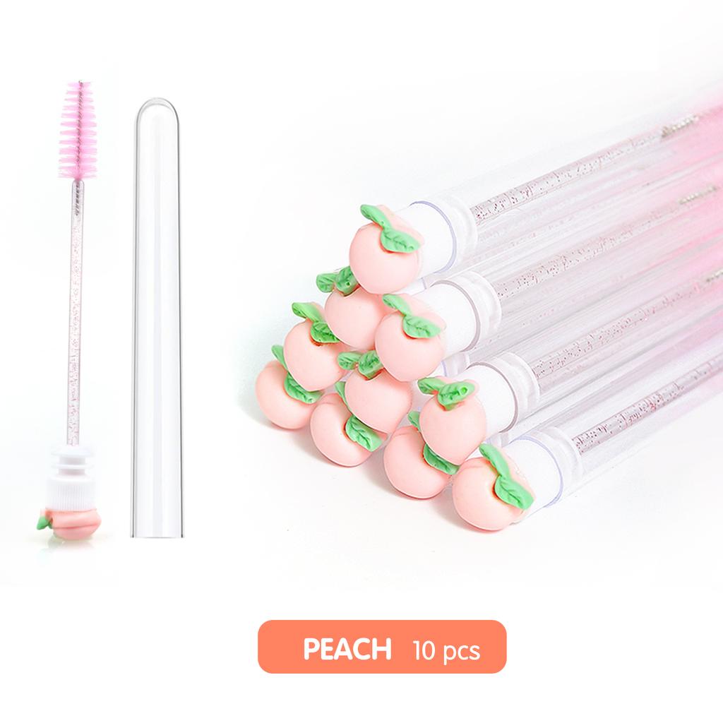 Reusable Eyelash Brushes Tube Spoolies Brushes Mascara Wands Plastic Fiber Nylon Lash Makeup Fruit Brush Tube 10pcs/bag