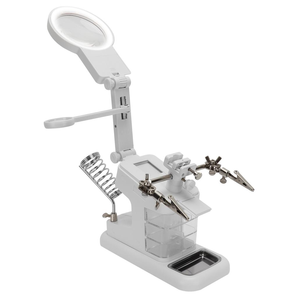 Desktop LED Hands Free Magnifying Glass for Reading Inspection Soldering RepairingWhite