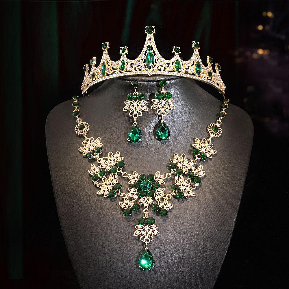 Свадебные аксессуары Набор: Корона, Ожерелье, Серьги Высококлассный вид Украшение для танцевальной вечеринки Украшения невесты Набор из трех предметов