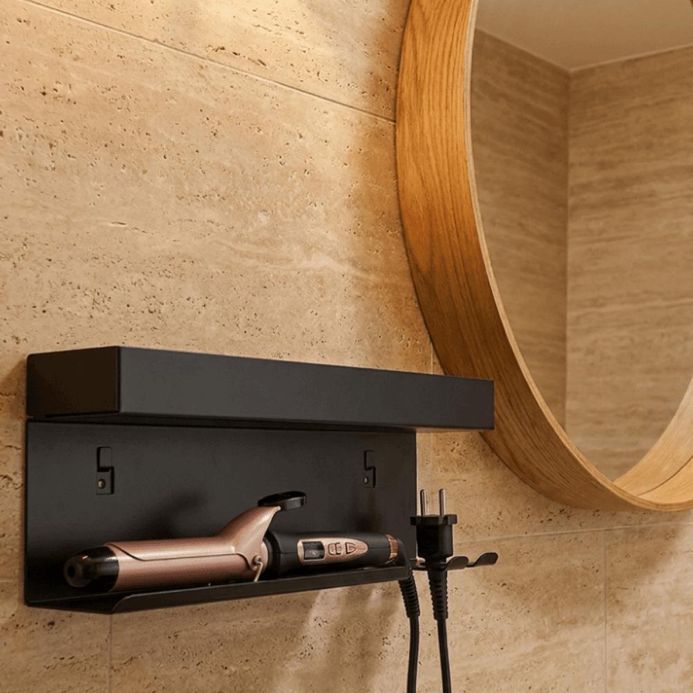 No Drill Curling Iron Storage Rack Carbon Steel Hair Tool Holder Hair Curler Storage Shelf Salon