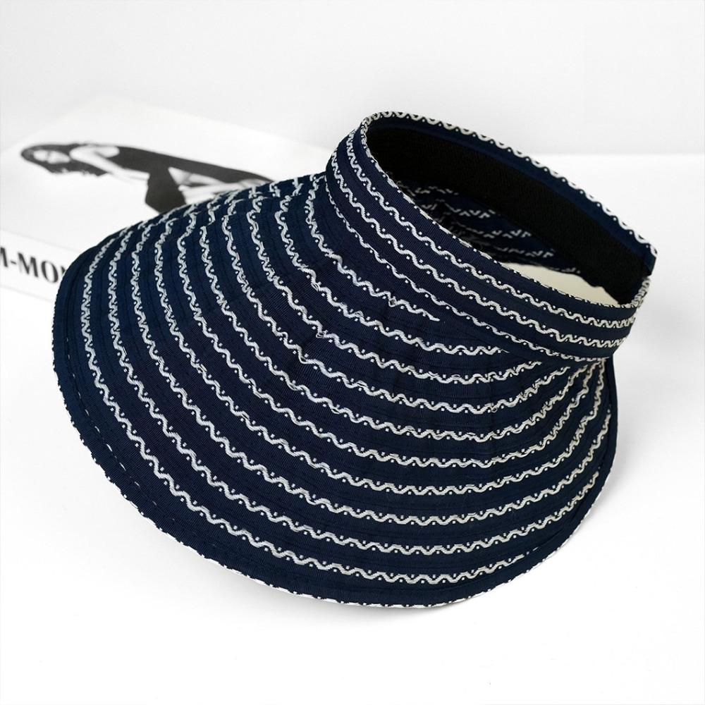 

Empty Top Women s Stripe Sun Hat Folding Headband Bucket Hat Trendy Sun Visor Hat Summer Outdoor темно-синього кольору