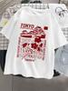 Casual Summer Top for Youngsters Teens Polyester Blend Crew Neck Short Sleeve with Japanese Landmark Print