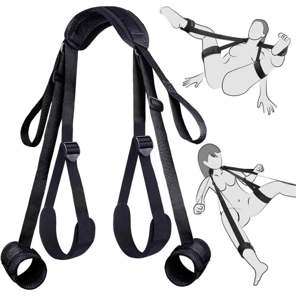 Sex Games Bondage Restraints Adult Sex Toys Straps Neck To Wrist Thigh Handcuffs Ankle Kits with Adjustable Restraints Set
