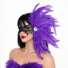 Feather Side Headpiece with Lace Eye Mask for Carnival Parade Masquerade Ball Mardi Gras Party Samba Dance Costume Outfit