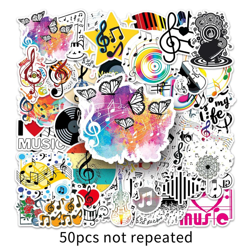50 Music Symbols Doodle Cartoon Decorative Water Cup Suitcase Laptop Doodle Stickers