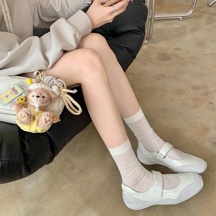 Sheepskin version~ Velcro soft functional wind Mary Jane shoes women's lazy leather platform single shoes loafer small leather shoes