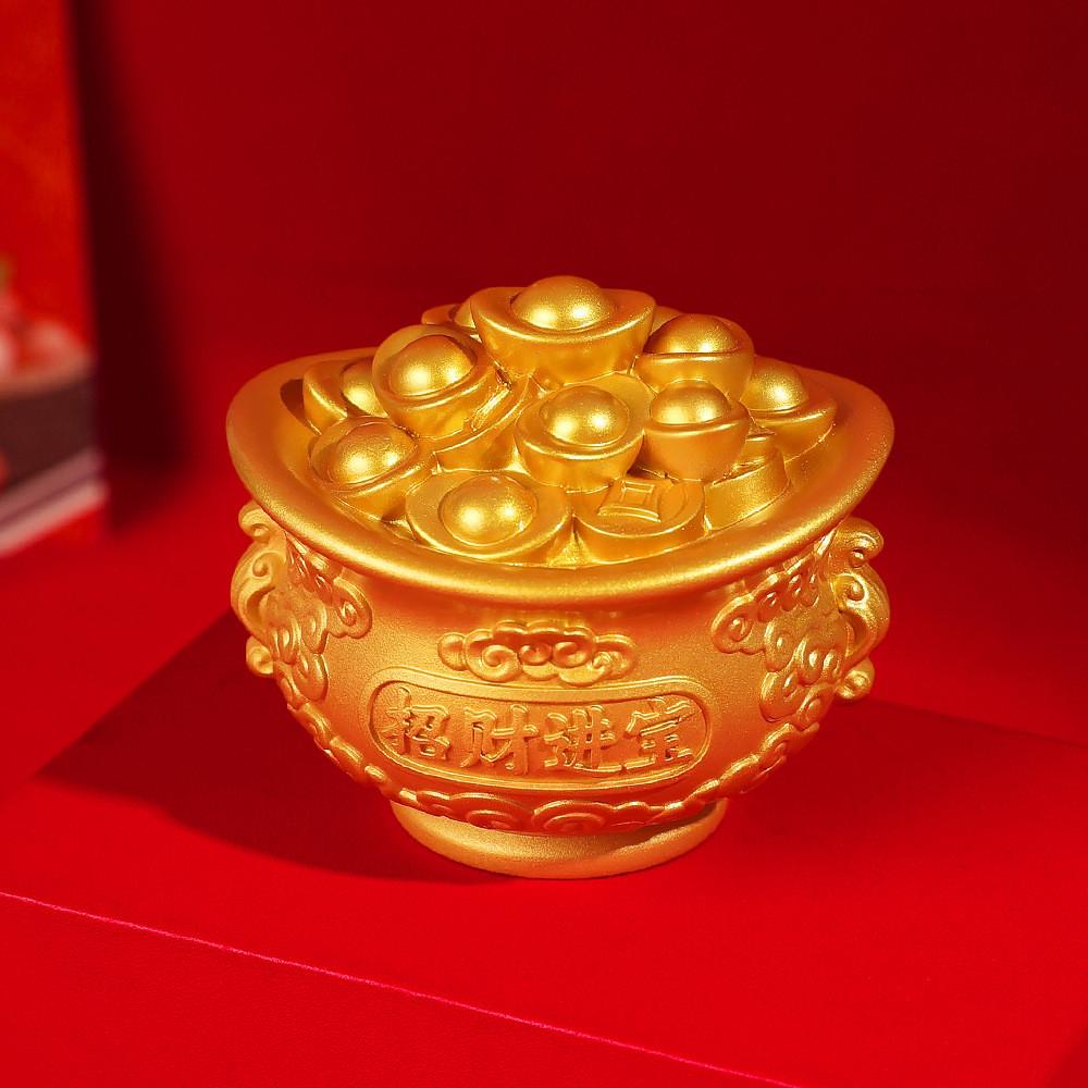 Style Resin Fortune Basin With Prosperity Coins For Office Or Home Decor Gift