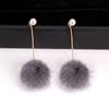 Day Earrings Autumn And Winter Fashion Exaggerated Mink Hair Ball Long Hair Ball Earrings Stud Earrings Women'S Jewelry