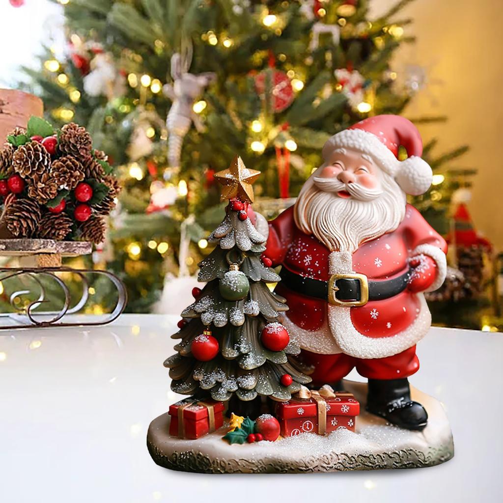 Santa Figurines Resin Santa Sculpture Festive Santa Decoration Christmas Tree Santa Sculpture Ornaments Decor Holiday Decor