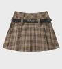 Gonna Midi Plissettata da Donna Autunnale Retro a Quadri a Vita Alta con Shorts Anti-Esposizione