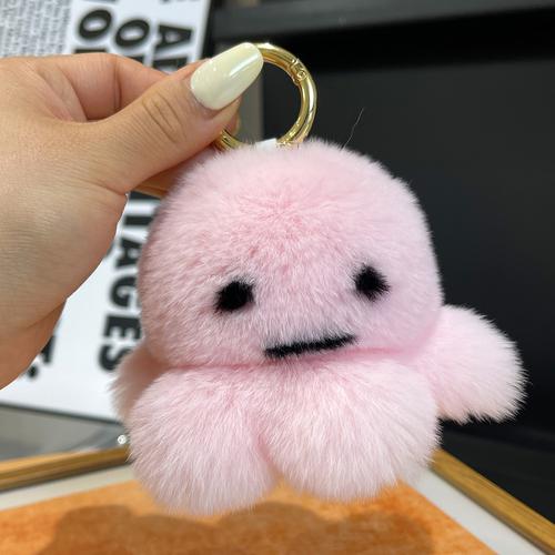 Real Rex Rabbit Hair Cute Little Octopus Bag Pendant Car Key Chain Doll Bag Wool Ball Creative Plush Hanger