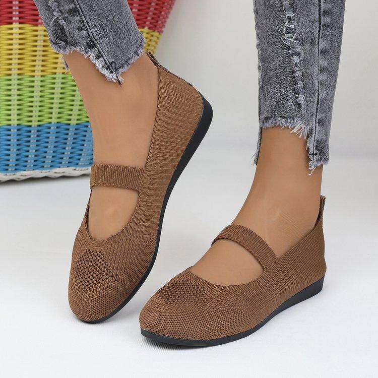 Women's Pointed Toe Flat Shoes Fashion New Knitted Slip-on Women's Casual Comfortable Breathable Ballet Flat Loafers