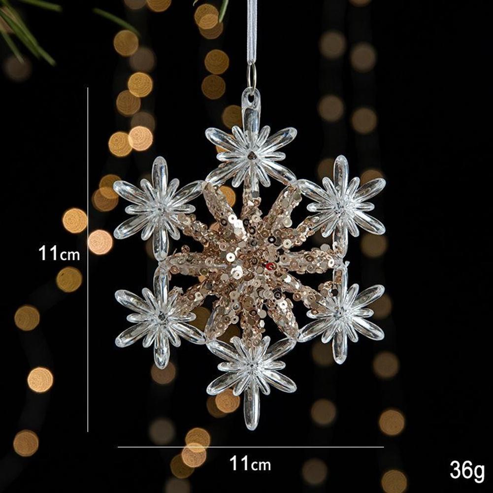 Christmas Tree Hanging Decoration Acrylic Transparent Snowflake Elk Angel Doll Bell Pendant New Year Party Home Decor Kids Toy