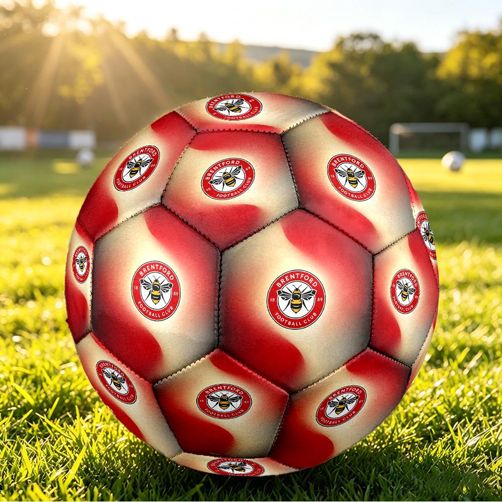 Brentford FootballPrinted Size 5 Soccer Bl, Anti Slip Adult Match Football Souvenir for Football Fans