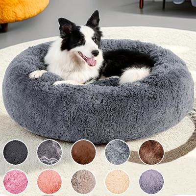 Letto rotondo per animali domestici per cani di taglia grande, media e piccola, letto morbido per gatti, cuccia lunga in peluche per cani, cuccia invernale calda per dormire