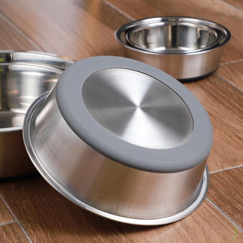 Stainless Steel Dog Bowl with Silicone Base Non Slip Pet Feeder Water Dish Cat Bowl Durable Pet Supplies