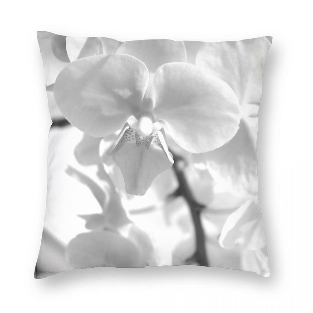 Monochromatic Orchids Square Pillowcase Polyester Linen Velvet Creative Zip Decorative Pillow Case Car Cushion Cover
