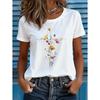 Fashion Women Retro Creative Flower Cross Print T Shirt Funny Casual O-neck Short Sleeves T-shirt Summer Female Tee Shirt
