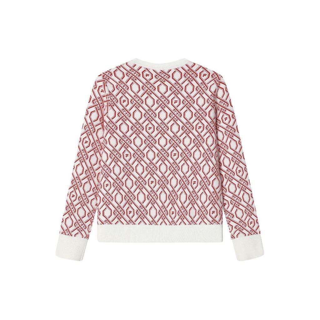 Fila Full Print Crew Neck Pullover Sweater Women sweater Legendary-Red F11W411401F-RD