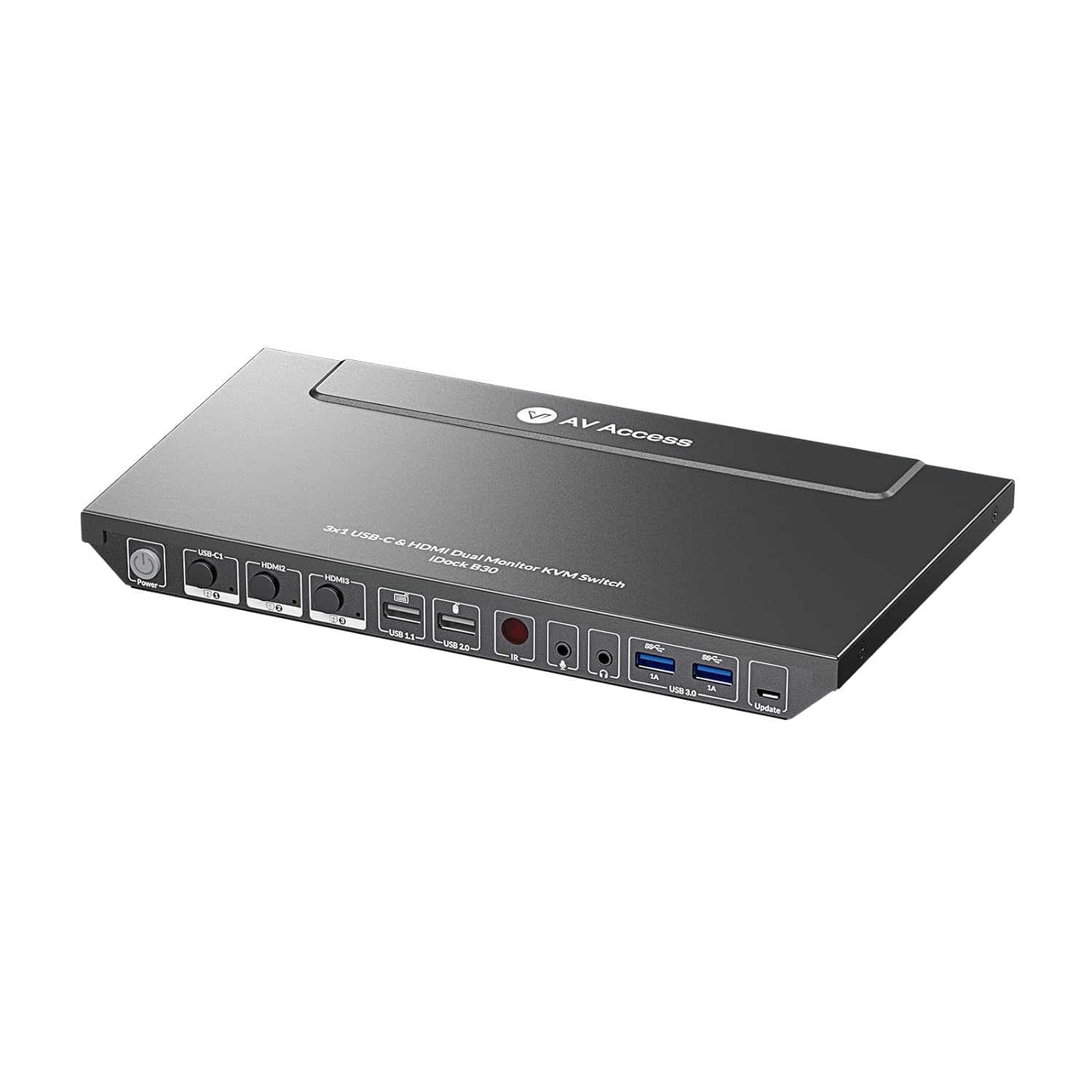 

AV Access KVM Switch Docking Station 2 HDMI Ports for Dual Fast Charging Ethernet Ports For Connects 2 Desktops and 1 Supports Includes EDID Emulation сірий колір