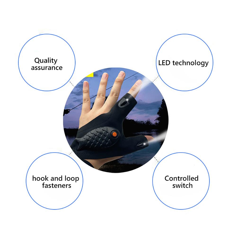 LED Flashlight Gloves Outdoor Night Fishing Gloves Repairing Lighting Camping Tool Christmas Sock