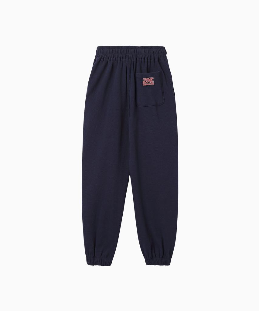 Minasu Track Logo Waffle Jogger Pants_Navy